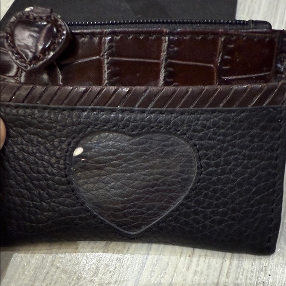 Brighton Crocodile Black and Brown Leather Card Holder Lipstick Case Set - Picture 6 of 8